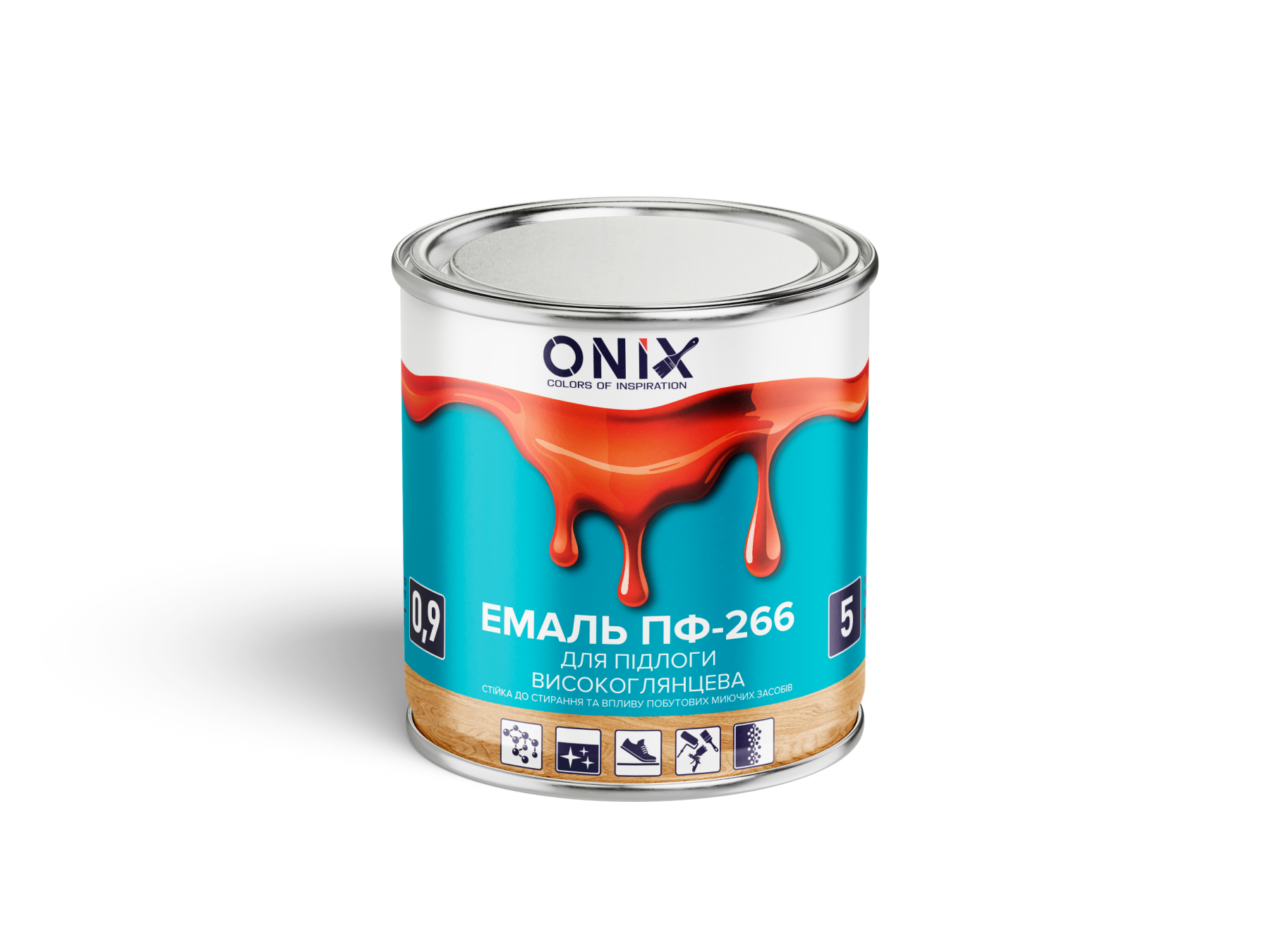 Емаль для підлоги ПФ-266 Жовто-коричневий 0.9 кг ТМ Onix